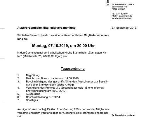 Außerordentliche Mitgliederversammlung