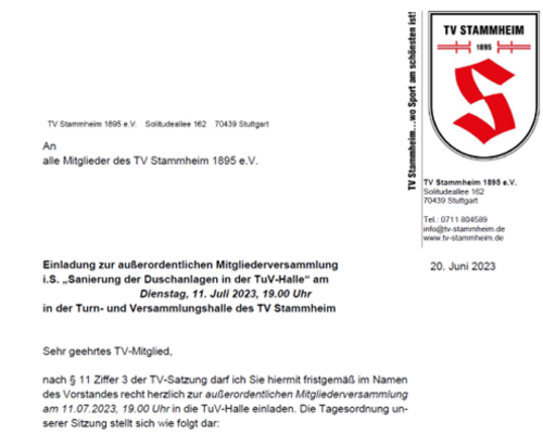 Außerordentliche Mitgliederversammlung